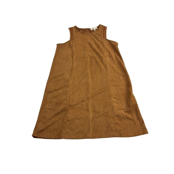 Monteau Dresses & Skirts - Tan Sleeveless Faux Suede Mini Dress With Braided Strap Details By Monteau Size